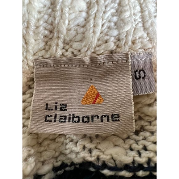 Liz Claiborne Vintage Stripe Boatneck Sweater  Sz Small Beige  Stripe - Picture 9 of 16